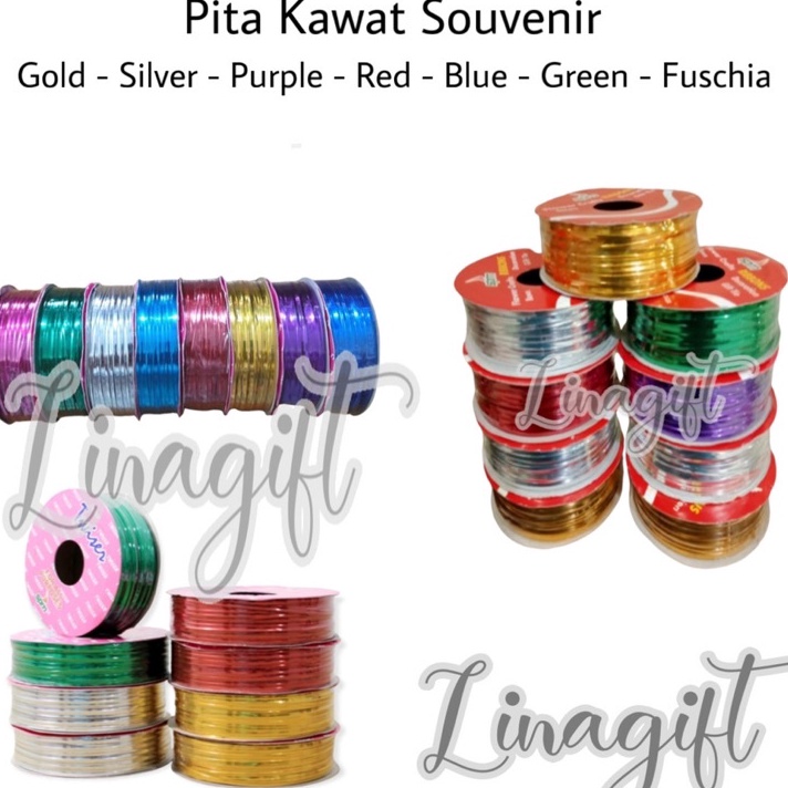 

HANYA DISINI Rol 2 Yard WIRE RIBBON ROPE PITA KAWAT SOUVENIR ROLL IKATAN GOODIE BAG HAMPERS PARCEL GOLD SILVER RED PURPLE BLUE GREEN