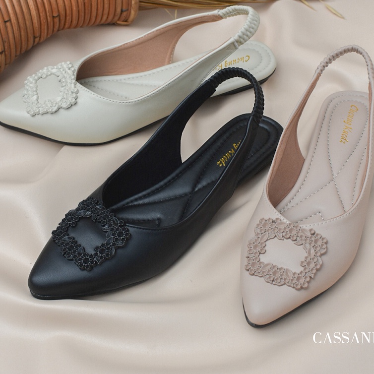 Terkini Flatshoes Tali Belakang CASSANDRA WANITA  CZ
