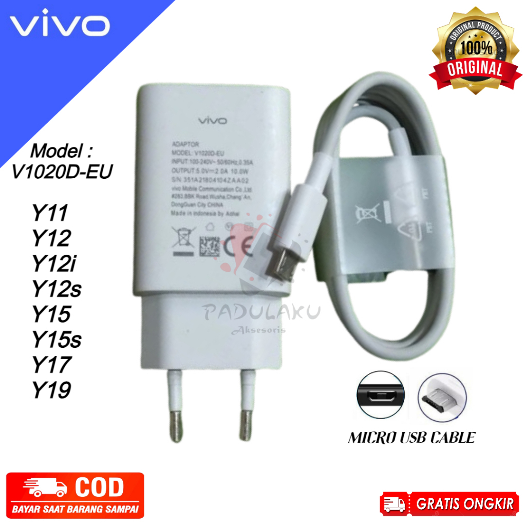 Promo 7.7 Charger Vivo Hp Y12 Y12s Y15s Y15 Y91 Y95 Fast Charging Micro USB Original Carger Carjer