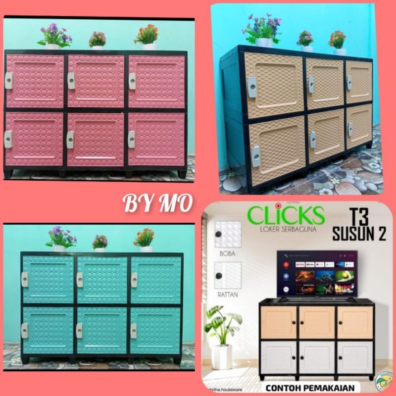 Lemari Plastik Meja TV Tabitha/Lemari TV Plastik Meja TV/Lemari Tabitha Click T3S2/Meja TV Plastik M