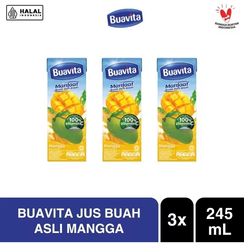 

[Paket Isi 3] BUAVITA Jus Buah Asli MANGGA 245ml