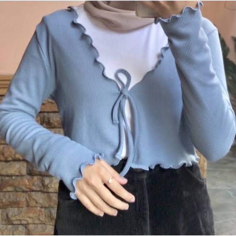 CARDIGAN CROP TALI WANITA-OUTER CROP WANITA
