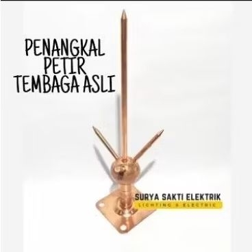 Penangkal Petir Tembaga asli model Trisula berkualitas tinggi