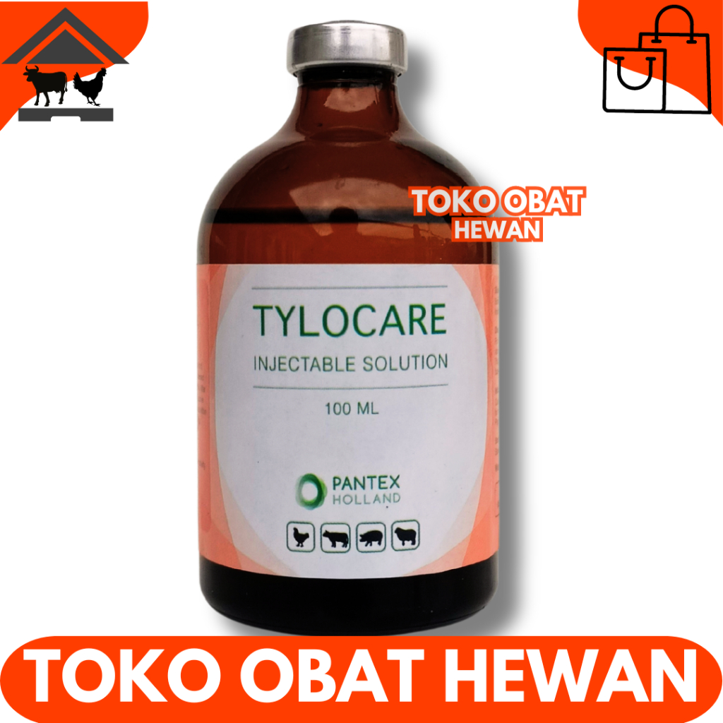 TYLOCARE 100ML - Tylosin  Obat Batuk Flu Pneumonia untuk Ternak Sapi Kambing Domba Babi Anjing - Isi