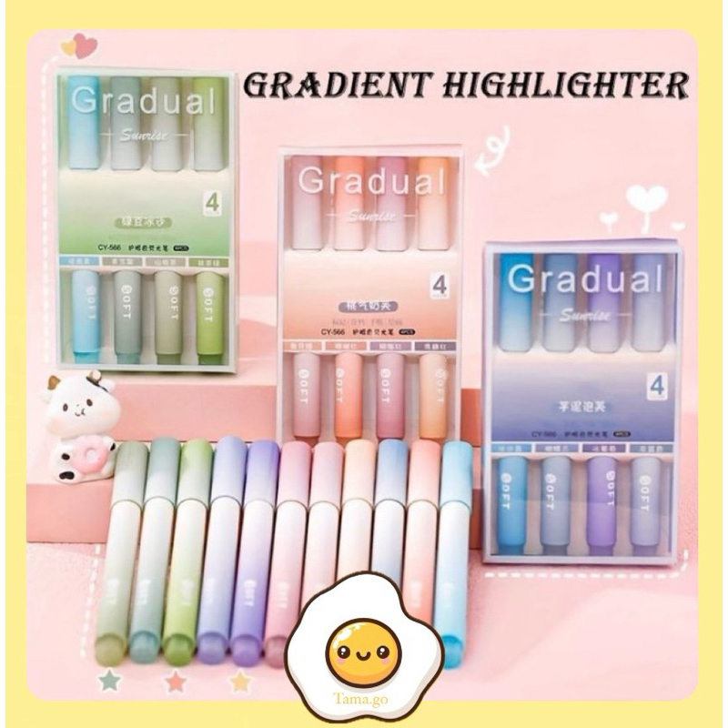 

Highlighter Pastel Penanda Text Set 4IN1 Spidol Pen Marker Warna Gradasi Painting Multifungsi Textliner