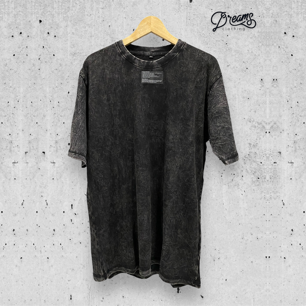 Dreams Clothing T-Shirt Kaos Polos Hitam Washed Sandwash Premium