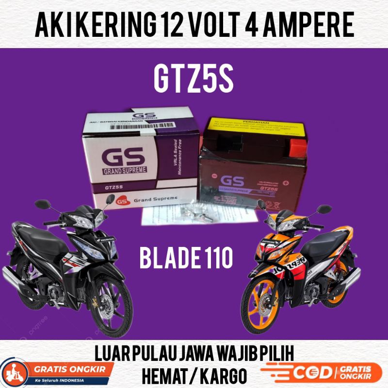 AKI MOTOR BLADE 110, VIXION LAMA, VIXION BARU, AKI KERING GS GRAND SUPREME 12 VOLT 4 AMPERE