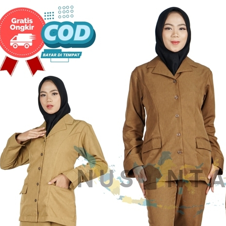 Kemeja Pns Wanita Saku Bawah Keki Tua Khaki Muda Kemeja Pdh Wanita