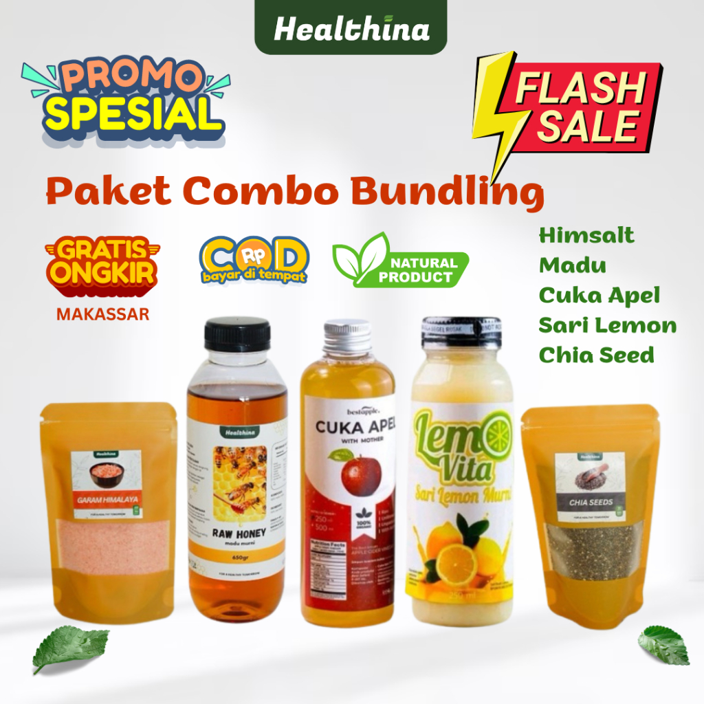 

PAKET COMBO BUNDLING Diet Detoks Imunitas Cuka Apel Bestapple Sari Lemon Madu Chia Seed dan Himsalt