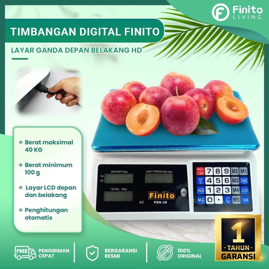 Timbangan Buah Digital Finito 40Kg Computing Scale Double Display / Timbangan Serbaguna FDS30 Dus Hi