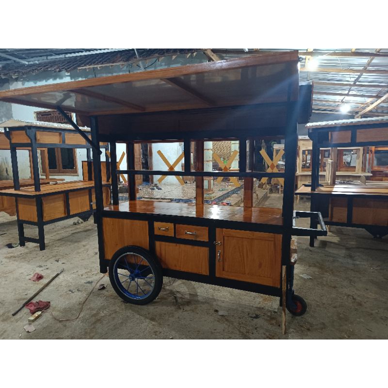 gerobak dagang kayu jati