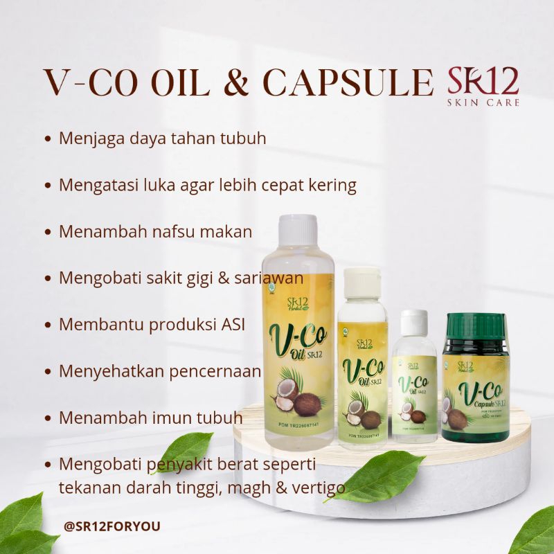 VCO OIL & KAPSUL SR12 HERBAL ALAMI BPOM // V - CO OIL & CAPSULE MINYAK KELAPA MURNI MEMELIHARA DAYA 