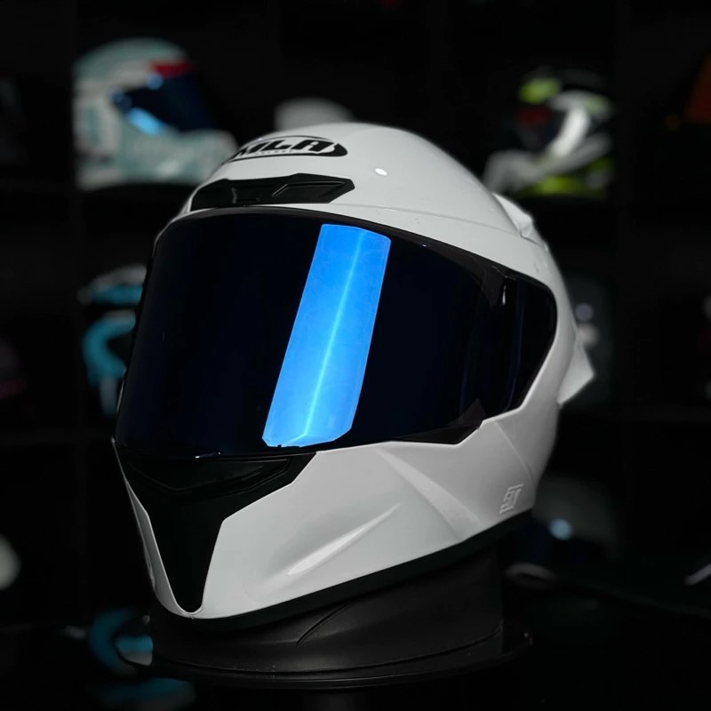 Helm MLA Full Face MLA Solid Whaite Visor Iridium Blue/Helm Full Face Mla Original MLA