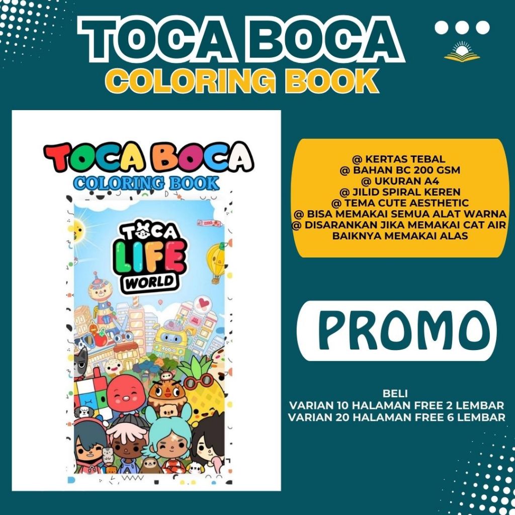 

TOCA BOCA Coloring Book Cozy Healing Relaxing Adult Buku Mewarnai Remaja Dewasa Spiral Kertas Tebal