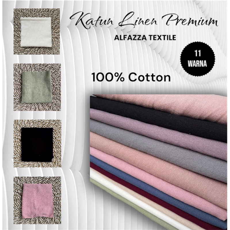 Kain katun Linen Premium 100% Cotton | Katun Linen Polos | Linen Premium | Kain Meteran
