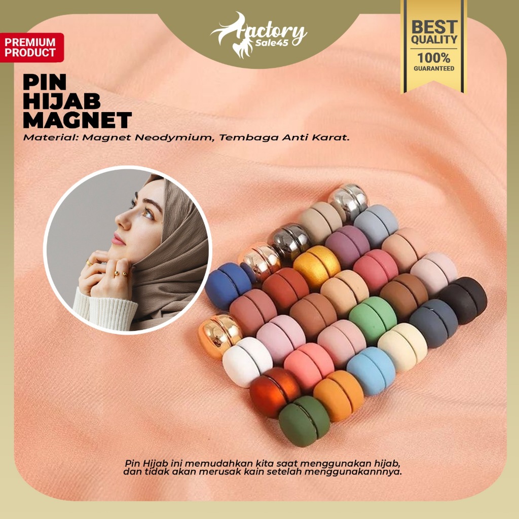 FACTORYSALE45 - Pin Magnet Hijab Jilbab Tanpa Tusuk | Bros Magnet Baju Kerudung Kuat & Aman F1360