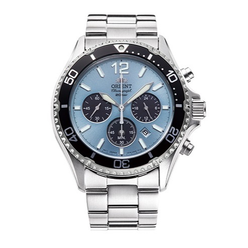 Orient RA-TX0206L Diver Mako Solar Chronograph Light Blue Dial Stainless Steel - Jam Tangan Orient