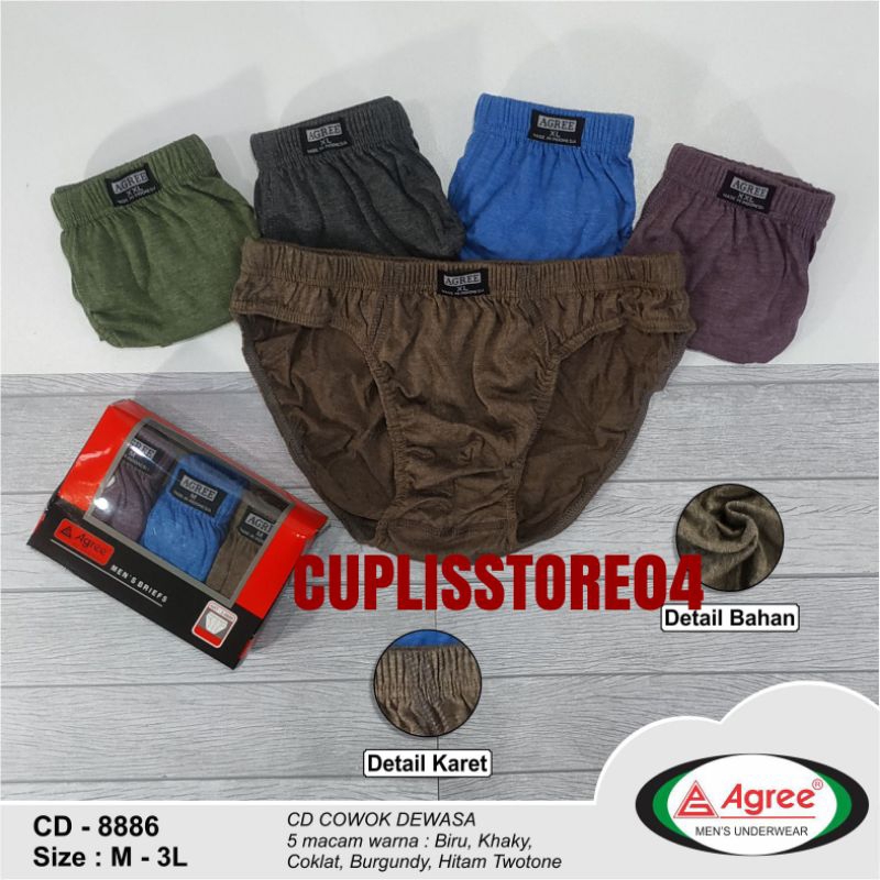 1DUS (ISI 3PCS)CELANA DALAM AGREE MERAH 8886//CELANA DALAM AGREE REMAJA-DEWASA