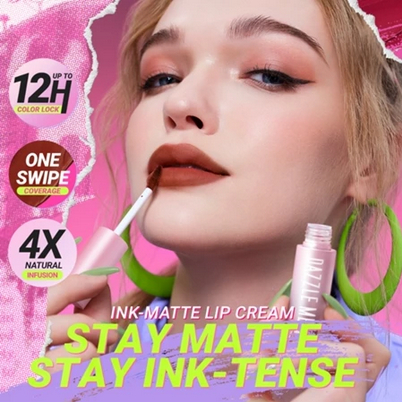 DAZZLE ME LIP CREAM - INK MATTE | 2-IN1 DUO MATTE & GLOSSY | LIP MOUSSE ❤ jselectiv ❤ Lipstik DAZZLE