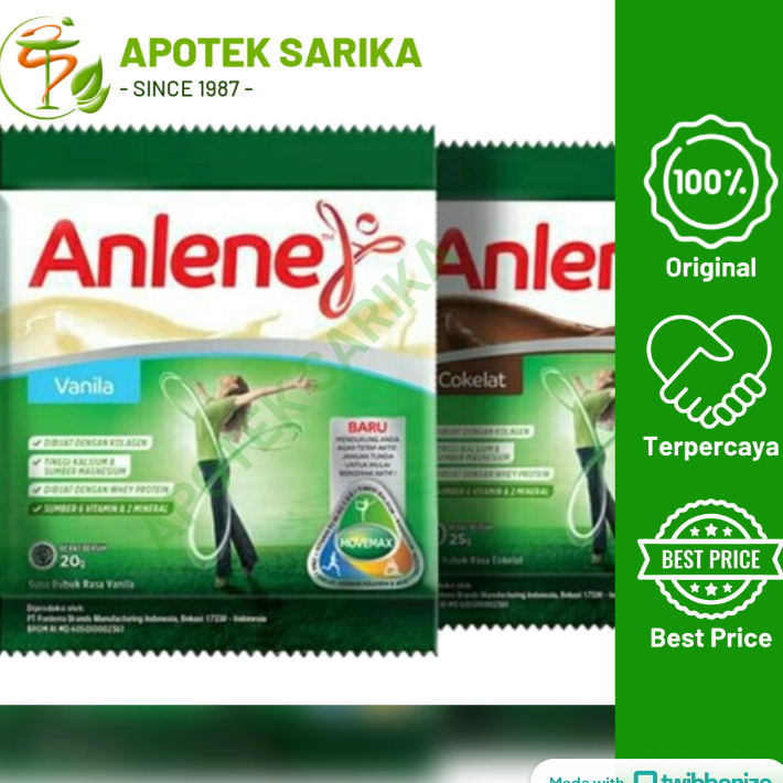 

Susu Anlene Actifit Sach 25 gr Rasa Vanila/Coklat(susu tinggi kalsium untuk usia 19 -50 tahun)