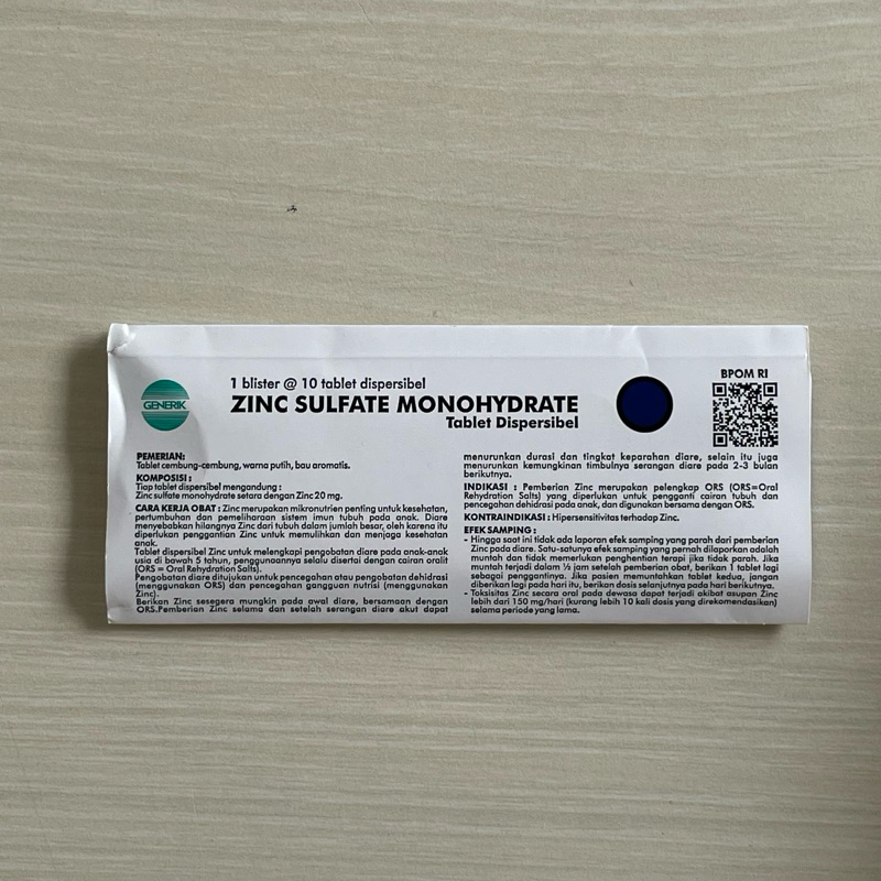 Zinc Sulfate Monohydrate 20mg