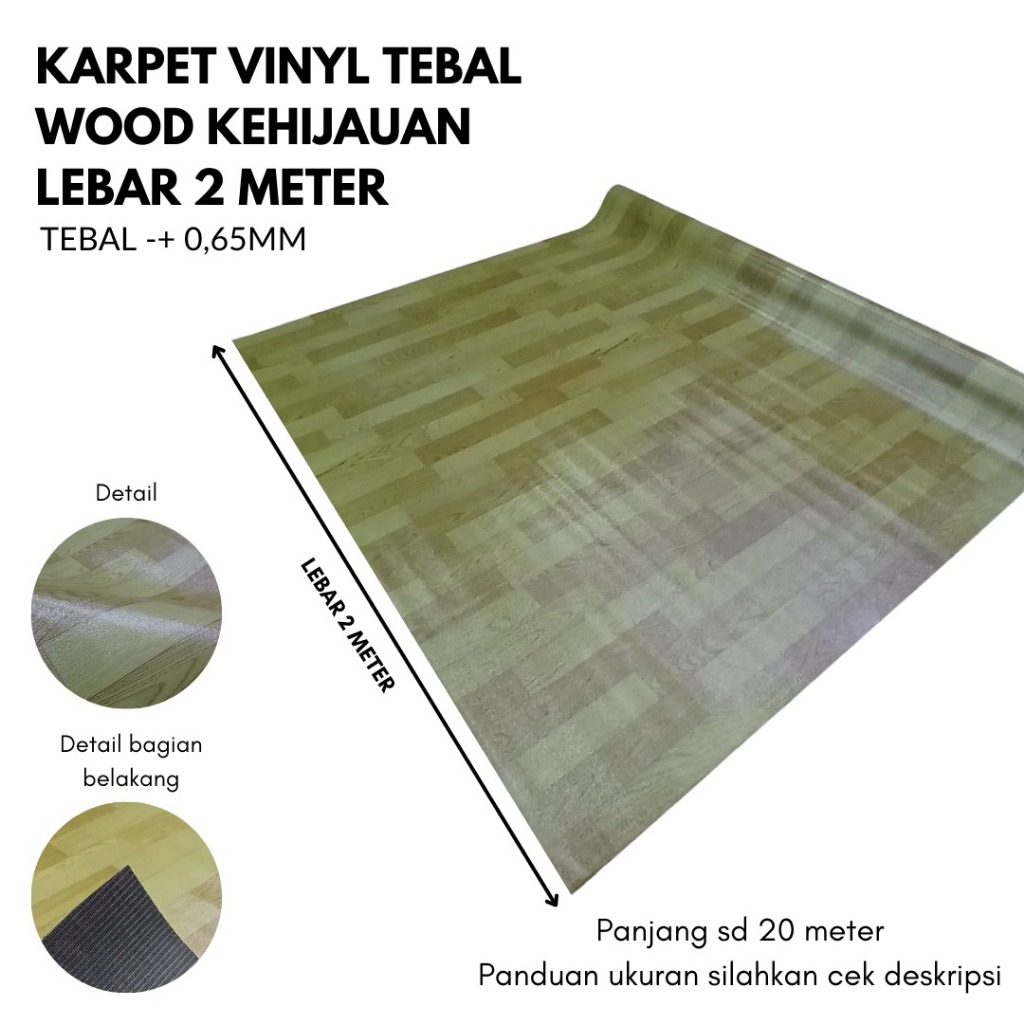 KARPET LANTAI VINYL METERAN IMPORT TEBAL1 x 2 meter [METERAN] Lebar 2mtr - Motif WOOD KEHIJAUAN