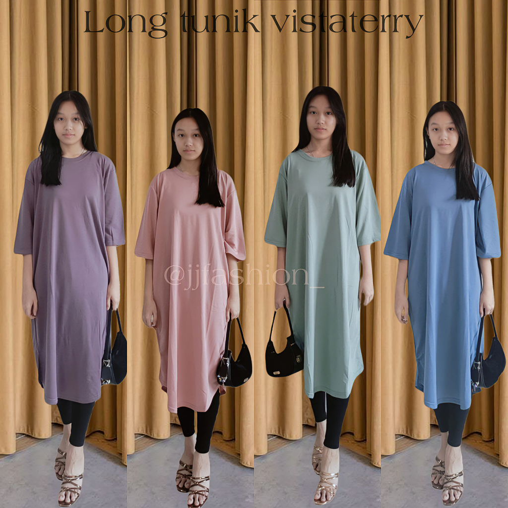 LONG TUNIK POLOS/LONG TUNIK VISTATERRY/LONG TUNIK TANGAN 7/8/LONG TUNIK WANITA MUSLIM