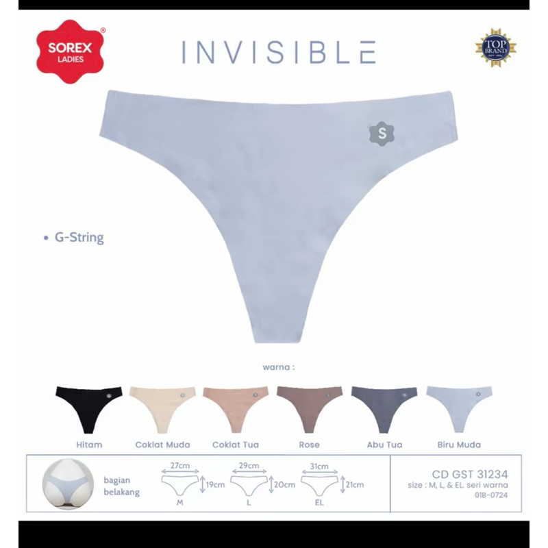 G String - thong Sorex Wanita Sorex GST SEAMLESS bahan nylon spandek halus dan adem stretch