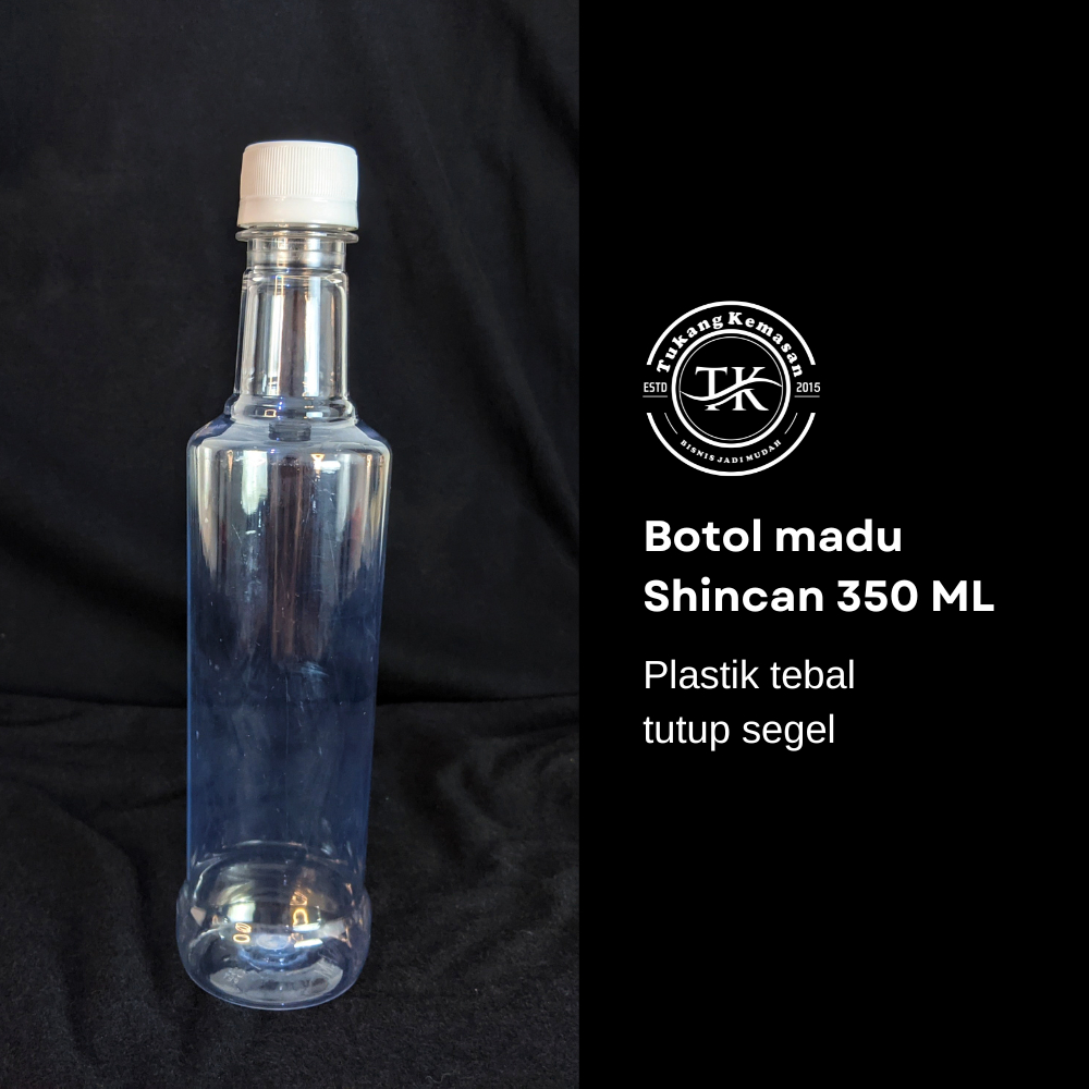 Botol plastik madu shincan ukuran 350 ml tutup segel