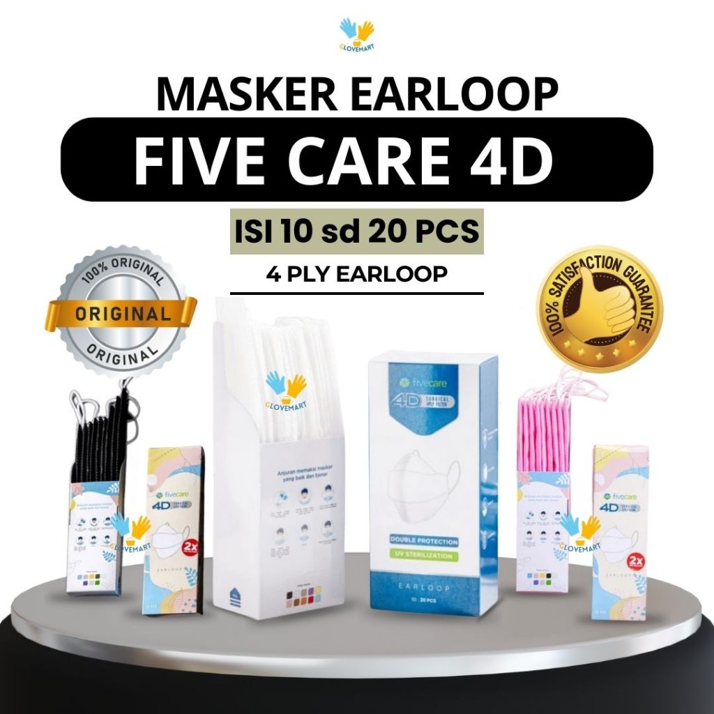 Masker Five Care 4D / Masker Evo Plusmed / Masker Surgical Earloop 4D
