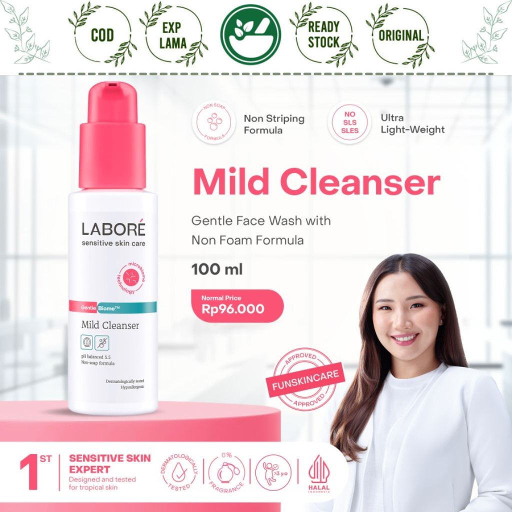LABORE GENTLE BIOME MILD CLEANSER 100ML NON FOAM FORMULA ULTRA LIGHT WEIGHT NO SLS SLES KULIT LEMBUT