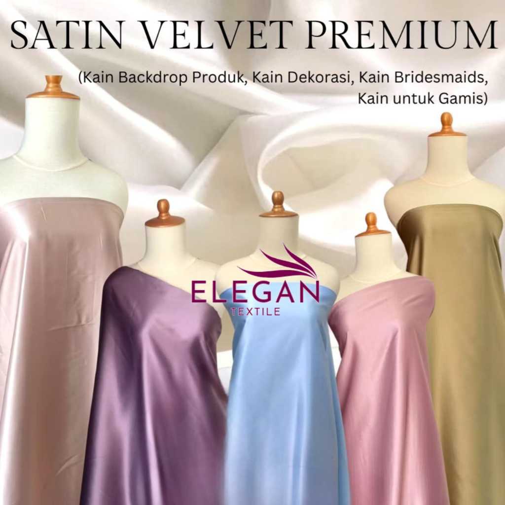 Bahan Satin VELVET / Kain Satin Velvet Premium Furing Kebaya / Satin Polos / Bahan Satin Warna