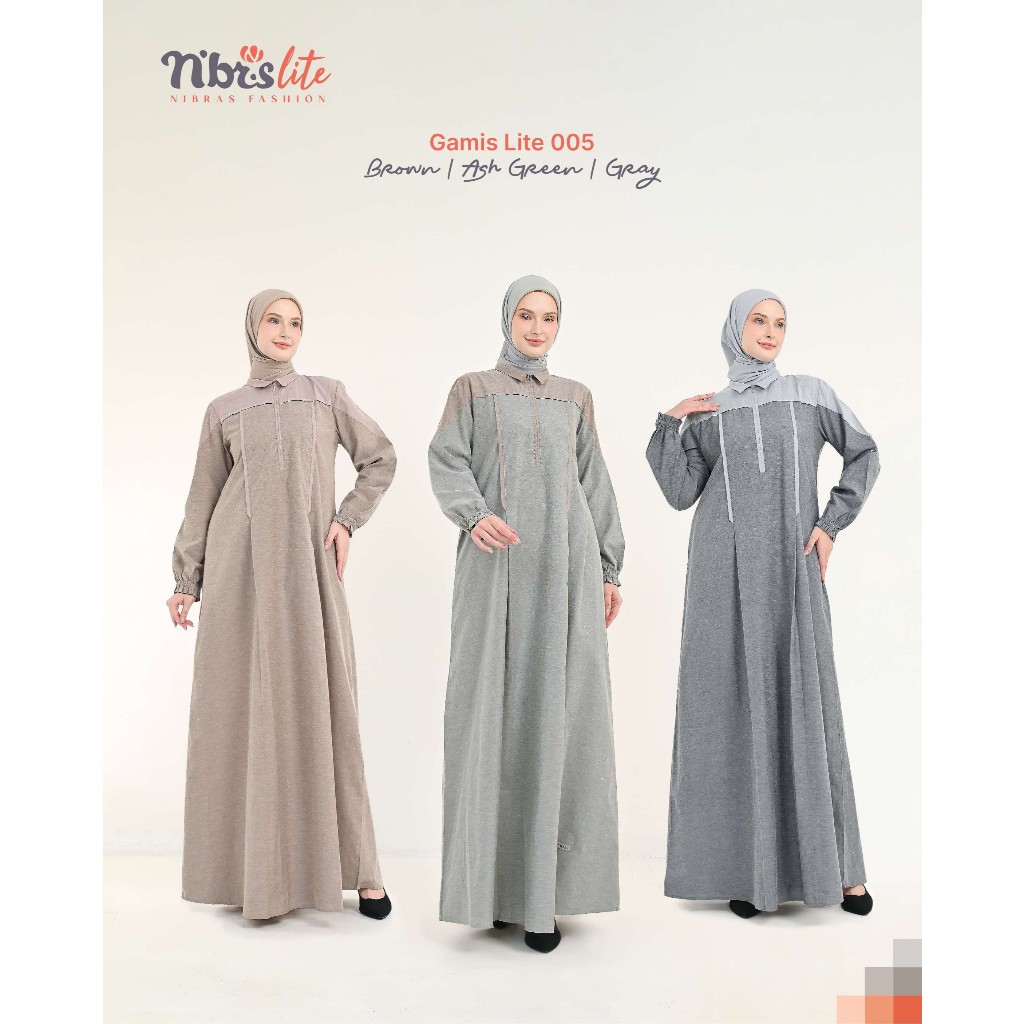 BAJU GAMIS DEWASA TERBARU NIBRAS LITE 005/ GAMIS POLOS BY NIBRAS ORI/ GAMIS SIMPLE BAHAN ADEM BY NIB