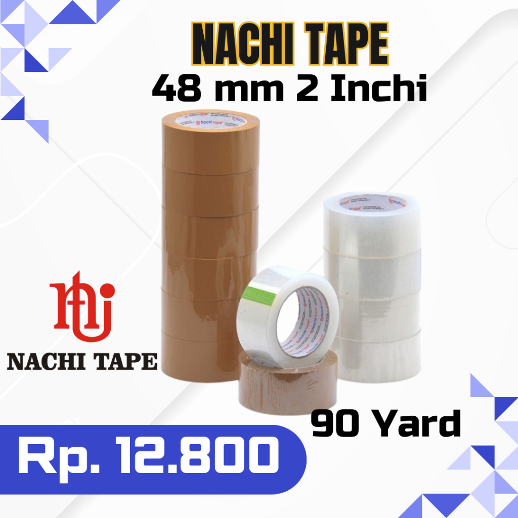 

Lakban Isolasi Bening & Coklat Nachi Tape 48 mm 2 Inchi 90 Yard