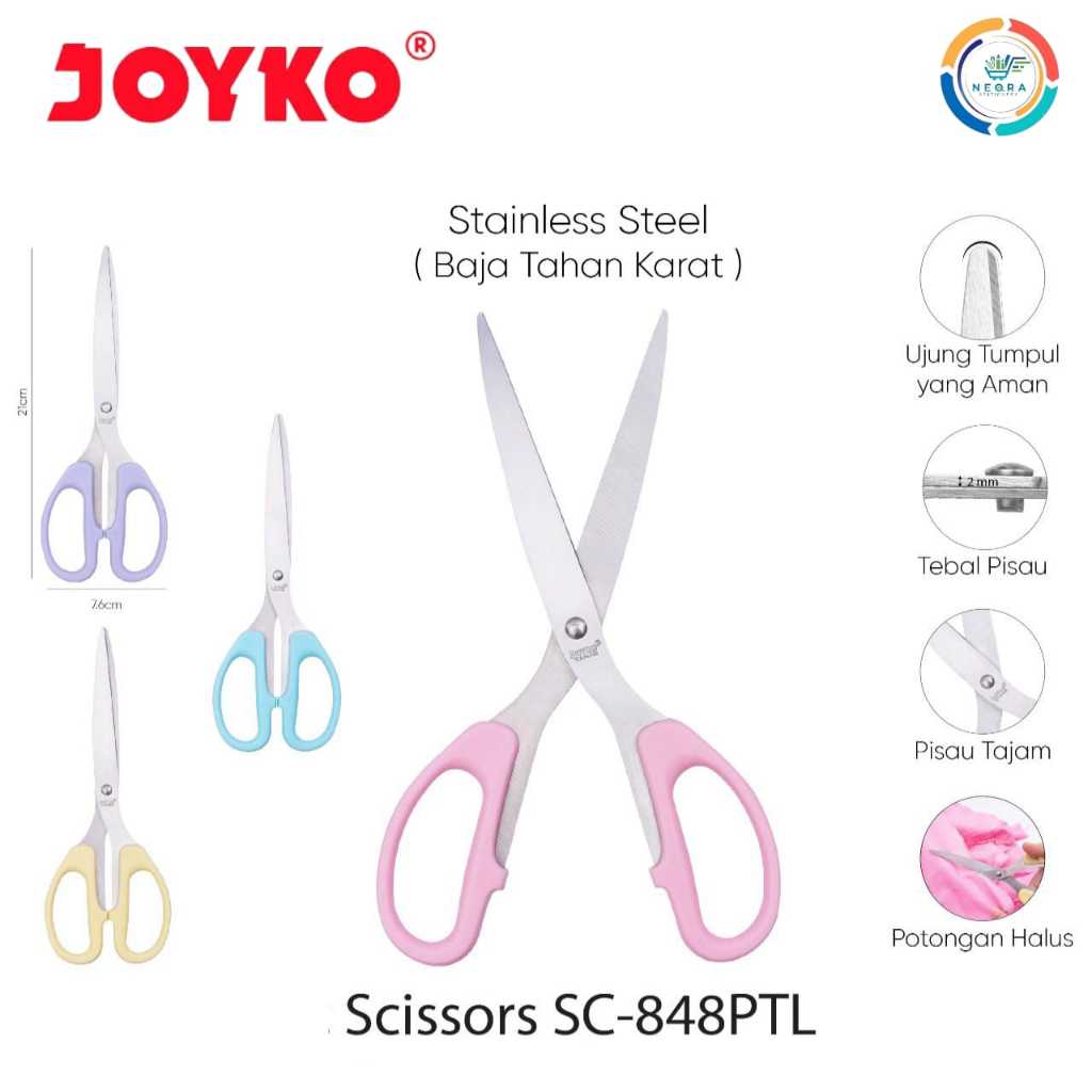 

Joyko Gunting Scissors Stainless Steel SC 848 PTL Pastel