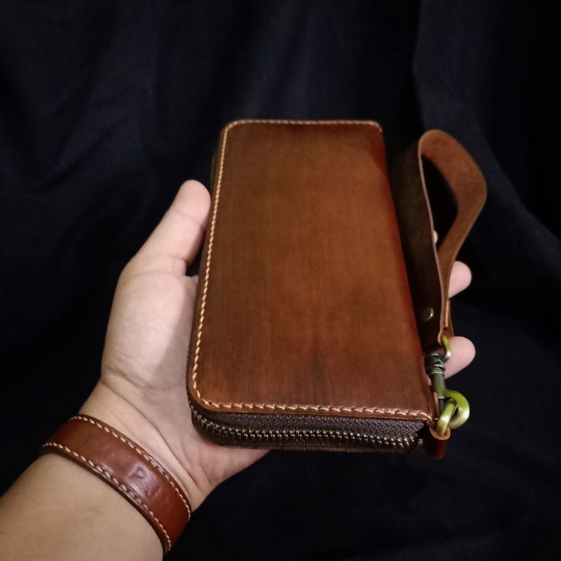 Dompet Kulit Asli Resleting Pria Wanita Handmade