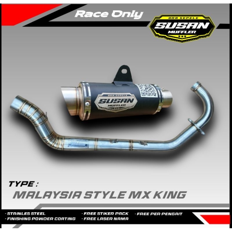 Knalpot Racing Malaysia Style MX king ( Fullsystem ) Susan Muffler Original