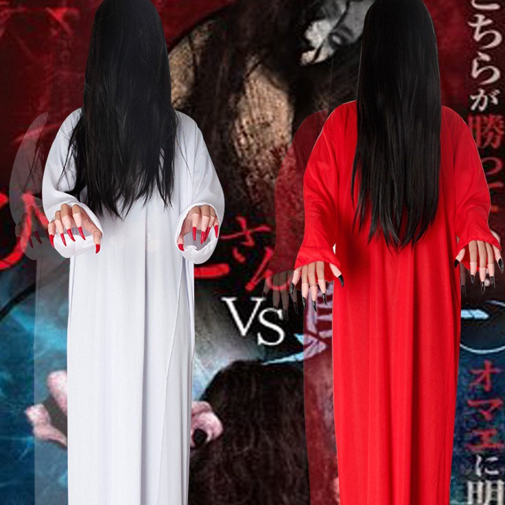 Paling Unik  kostum dan wig sadako the ring cosplay costume kostum halloween hantu party setan kunti