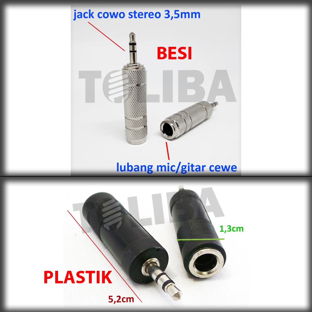 converter konverter jack mic female 6,35 mm ke jack stereo 3,5 mm male plastik / colokan sambungan s