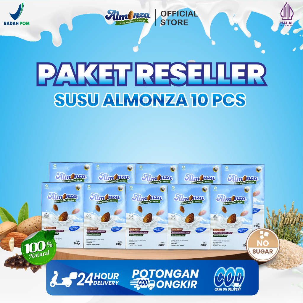 

Susu Almonza [PAKET RESELLER 10 PCS] - Susu untuk mempercepat program diet 2x lebih cepat