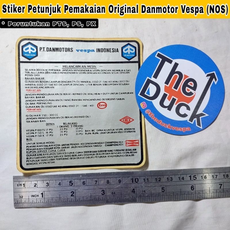 Stiker Petunjuk Running In Danmotor Original NOS Vespa PTS PX PS