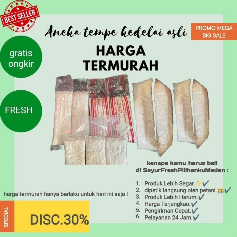 

promo termurah tempe kedelai asli dari kacang kedelai kupas & ragi lebih enak dan padat kedelai asli ready stok berbagai varian siap kirim gratis ongkir