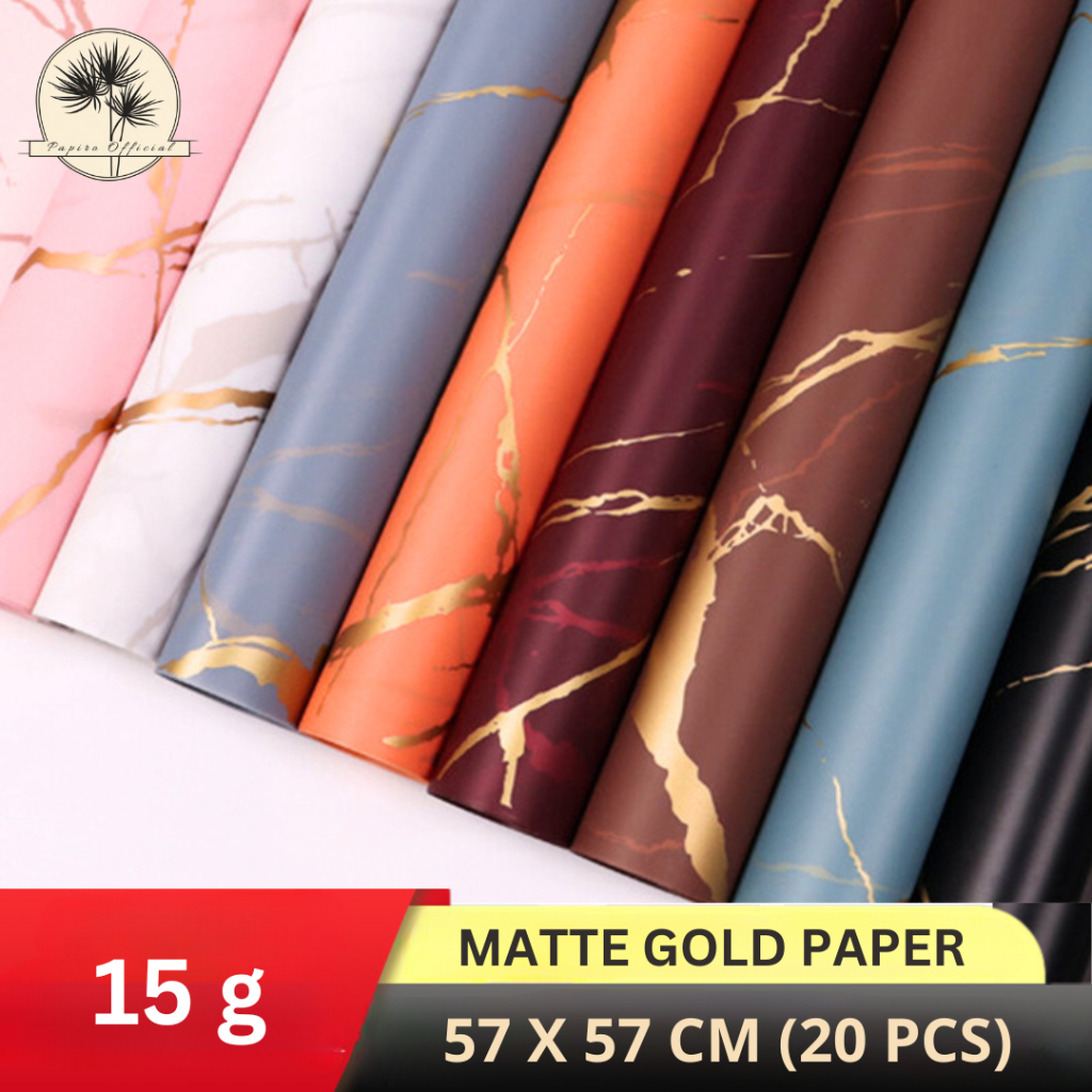 

20 Pcs Papiro Kertas Buket Bunga Cellophane Flower Wrapping Paper Tipe Marmer