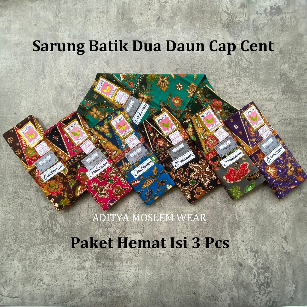 Paket Hemat Isi 3pcs Sarung Batik Wanita Dua Daun Motif Cirebonan Katun Bawahan Muslim Lembut Tebal 