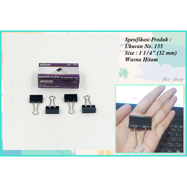 

12 Pcs Binder Clip Binder Klip Besar Hitam Klip Binder Klip Kertas Penjepit Kertas Besar No.155