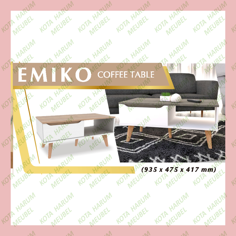 meja tamu kotak persegi panjang pakai laci meja sofa coffee table minimalis modern retro kaki kayu c