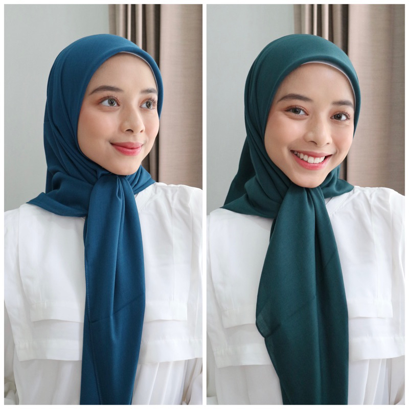 BLUE EMERALD / GREEN EMERALD - Hijab Voal Paris Original, Hijab Segiempat Voal ( Hijab Warna Blue Em