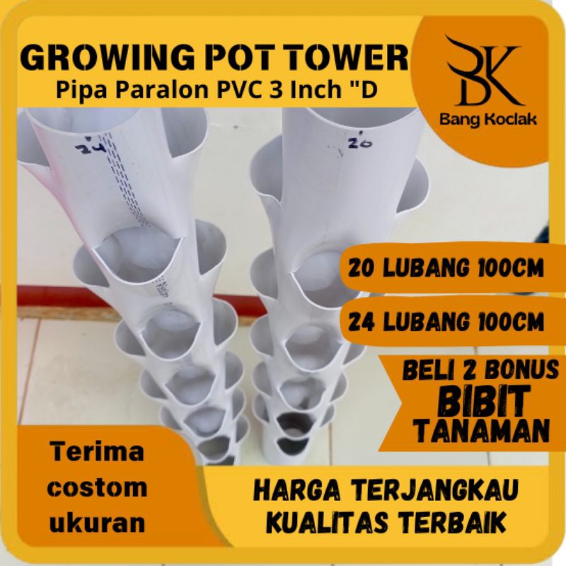 GROWING POT TOWER, Pot tower pot aesthetic pot tanaman pot sayuran pot bunga pot tinggi pot banyak l