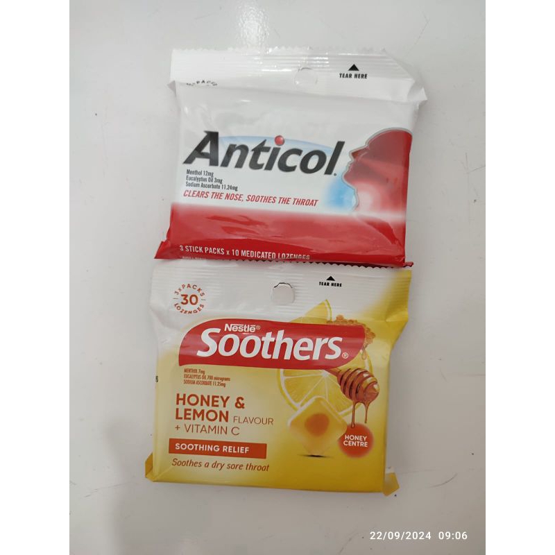 

Anticool 3 stick packs x 10 lozenges, asli 100% dari Australia, Honey & lemon flavor