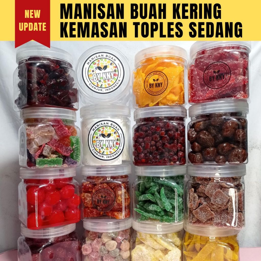 

MANISAN BUAH KERING KEMASAN TOPLES 600ML MANISAN BUAH CIANJUR BY KNY